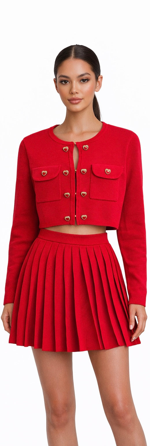 Valentina Red Pleated Co-Ord