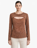 Shimmer Cut-Out Long Sleeve Knit Top