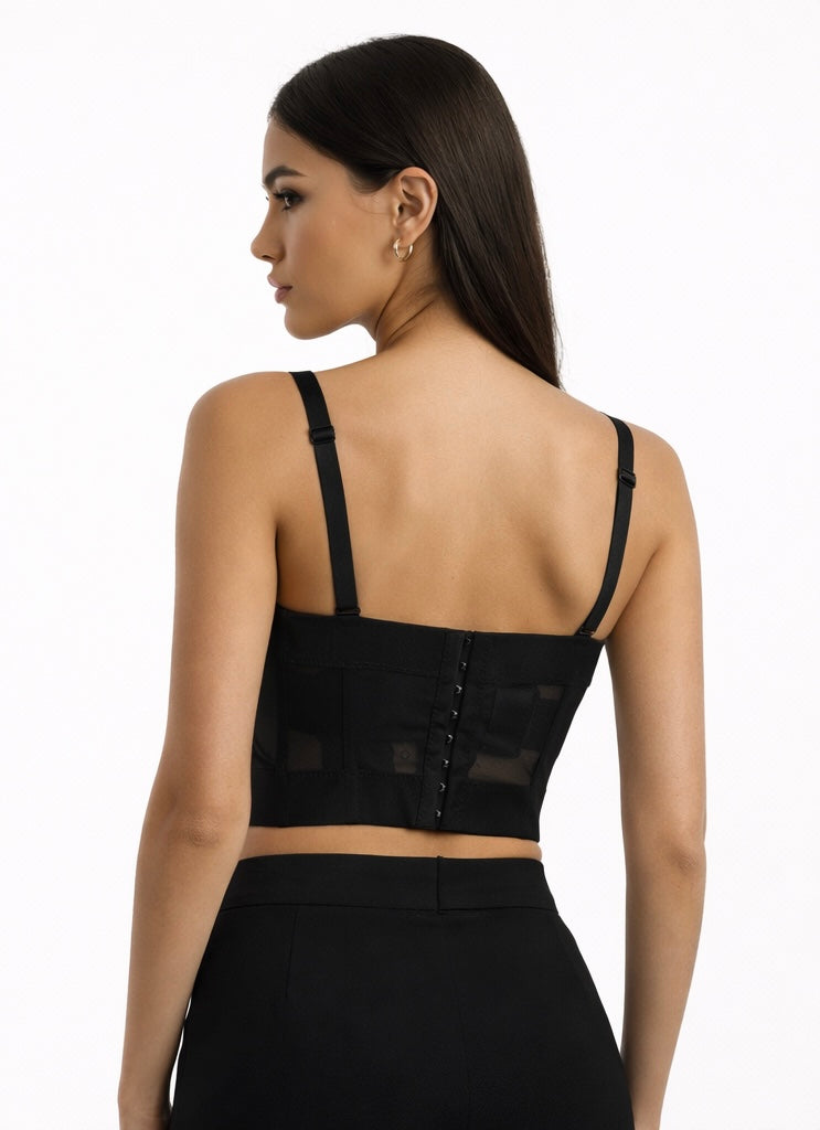 Black Crystal-Detail Bustier Corset