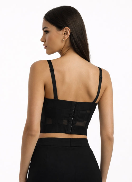 Black Crystal-Detail Bustier Corset