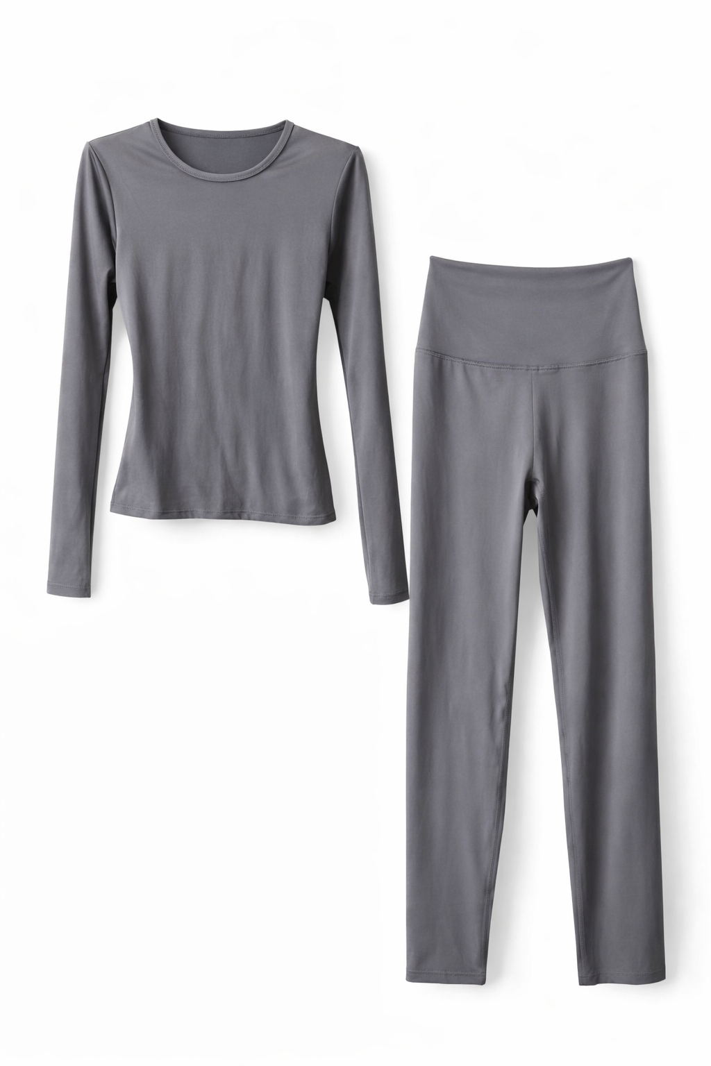 Slim-Fit Long Sleeve Top & Legging Set – Grey