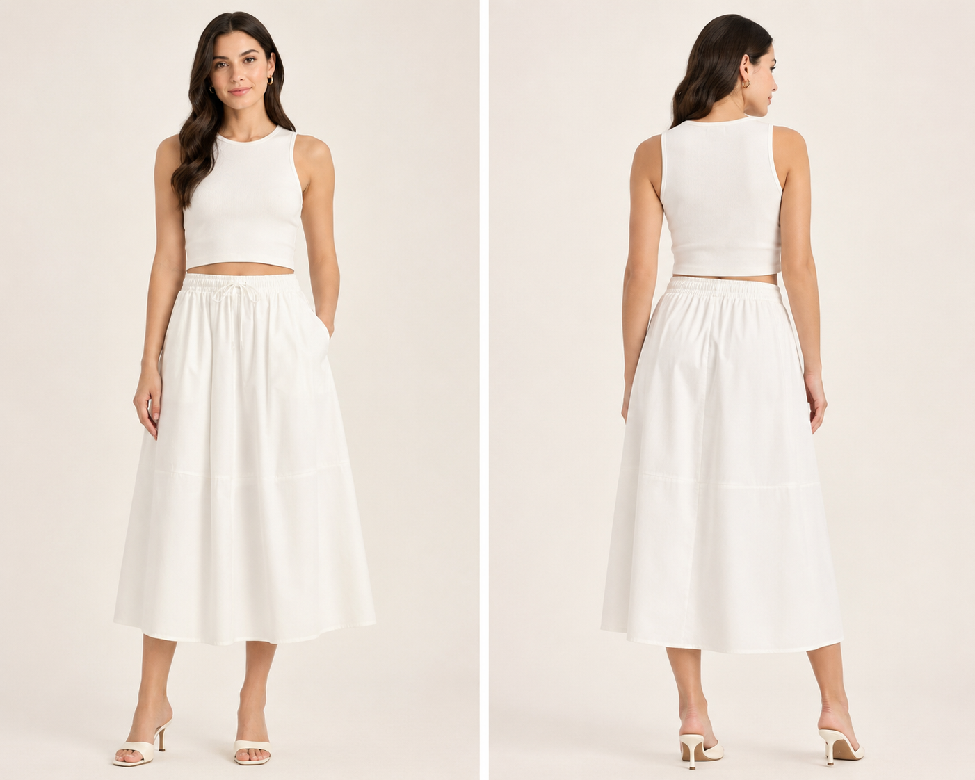 Classic Cotton Poplin Midi Skirt