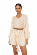 Soft Cream Flowy Tunic Top with Belt