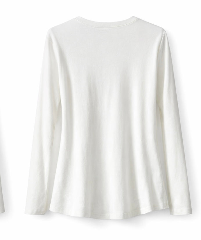 Gold Buckle Draped Long-Sleeve Top