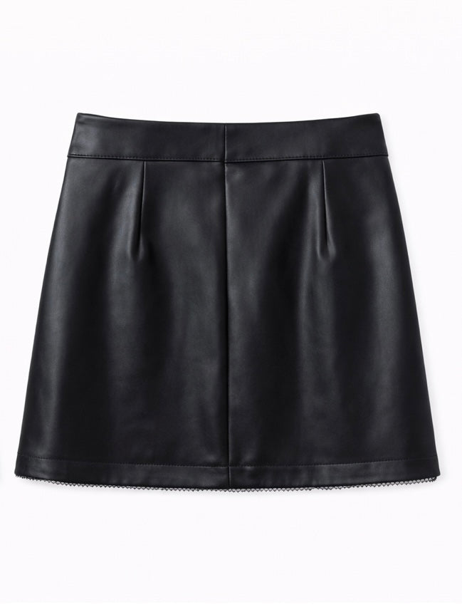 Black Faux Leather Leather Mini Skirt