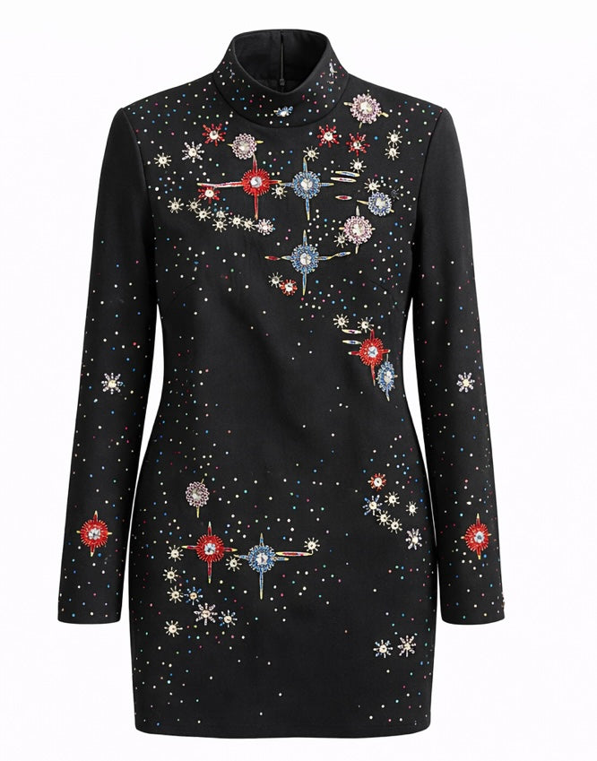 Galaxy Embroidered Statement Mini Dress