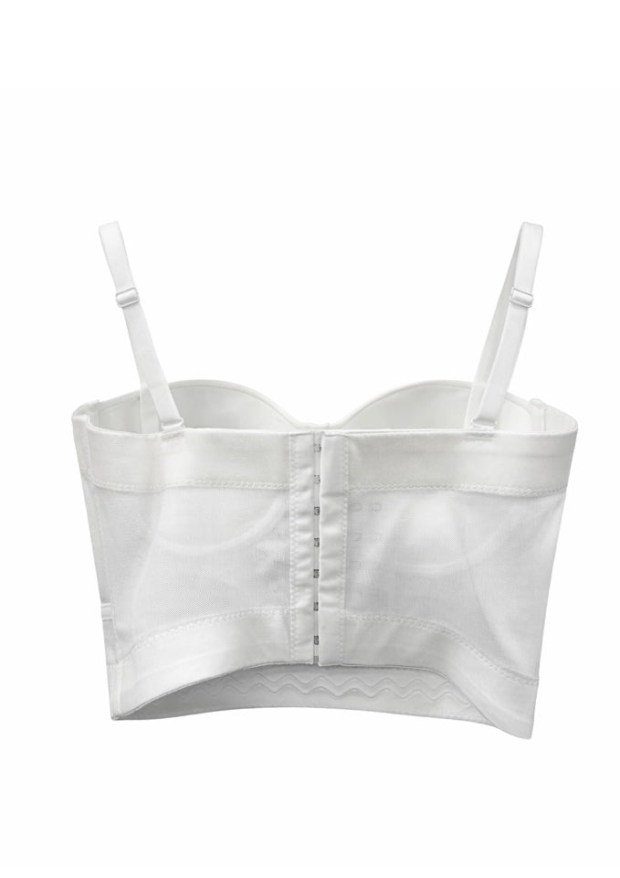 Luxury Rhinestone Corset Bustier White